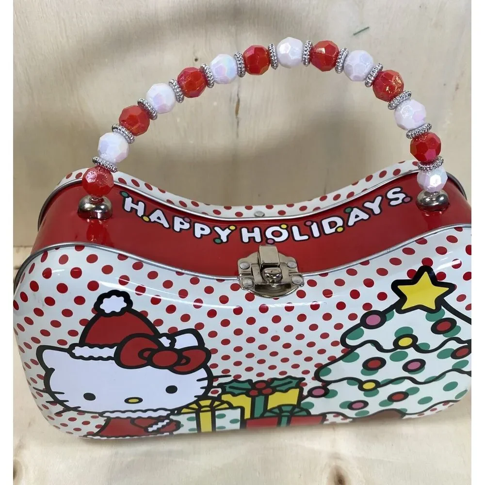 SANRIO Hello Kitty Christmas Purse Tin Carry‎ Case Holiday Storage Box Anime NEW